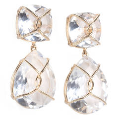 Floral motif diamond drop earring on wire with Euro backs