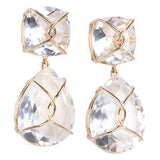 Floral motif diamond drop earring on wire with Euro backs