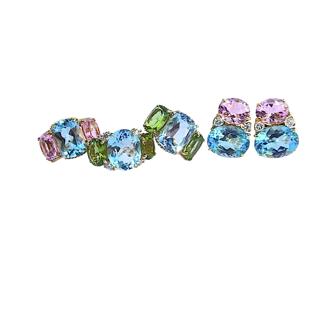 Small GUM DROP™ Ring with Pink Topaz and Blue Topaz and Diamonds