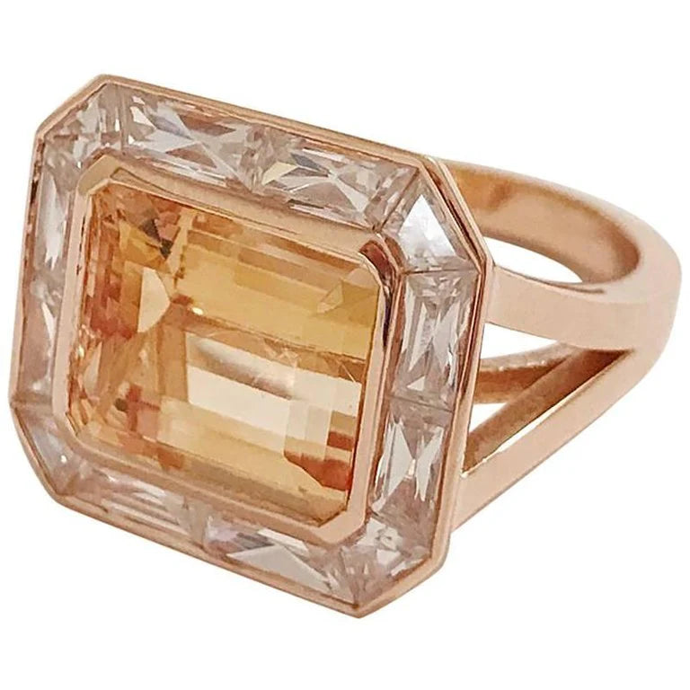 Blue Topaz Emerald Cut Statement ring