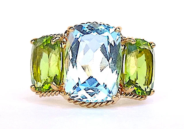 Medium GUM DROP™ Earrings with Pearls and Peridot and Four Diamonds