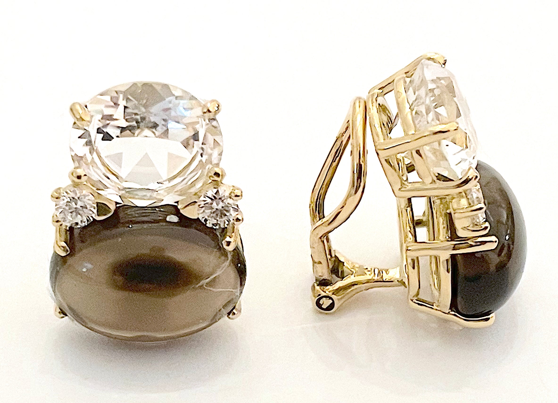 Small GUM DROP™ Ring with Pink Topaz and Blue Topaz and Diamonds