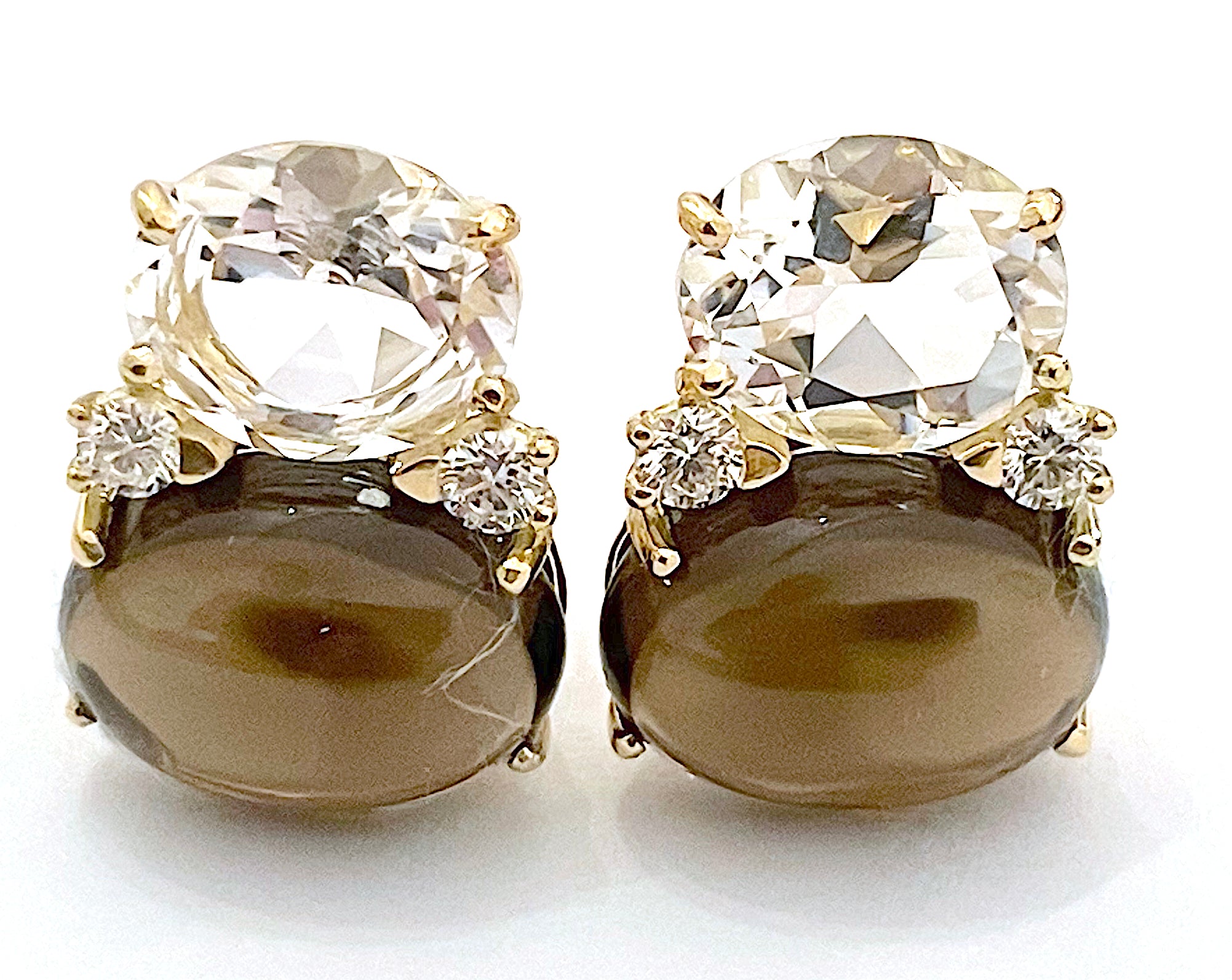 ADELE Large GUM DROP™ Earrings with Citrine and Smokey Topaz and Diamonds