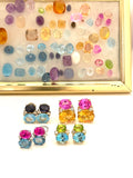 Grande GUM DROP™ Earrings with Cabochon White Jade and Garnet and Diamonds