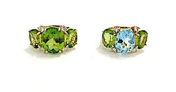 Small GUM DROP™ Ring with Pink Topaz and Blue Topaz and Diamonds