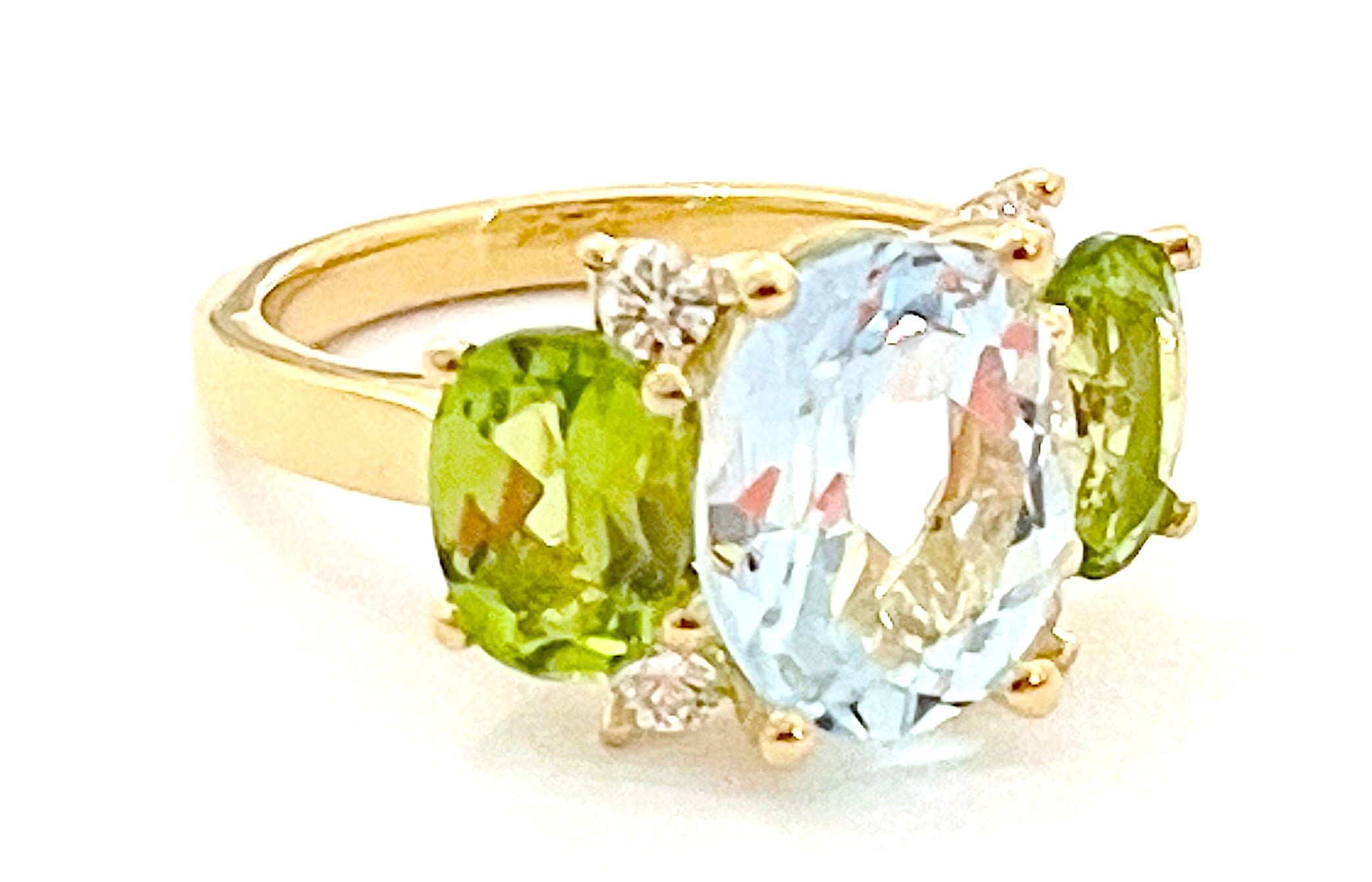 Small GUM DROP™ Ring with Pink Topaz and Blue Topaz and Diamonds