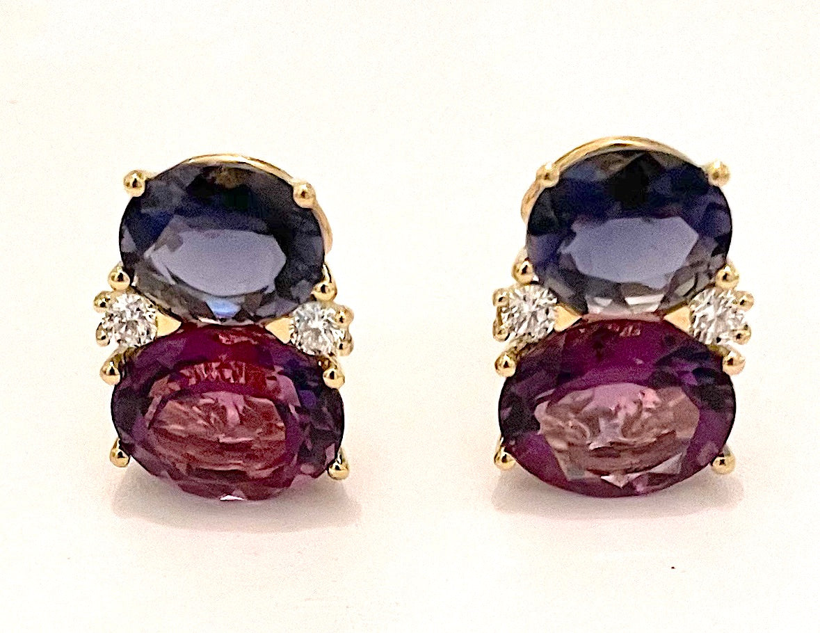 Grande GUM DROP™ Earrings with Garnet and Cabochon Garnet and Diamonds