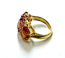Medium GUM DROP™ Ring with Deep Pink Topaz and Orange Citrine and Diamonds