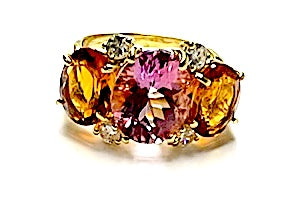 Small GUM DROP™ Ring with Pink Topaz and Blue Topaz and Diamonds