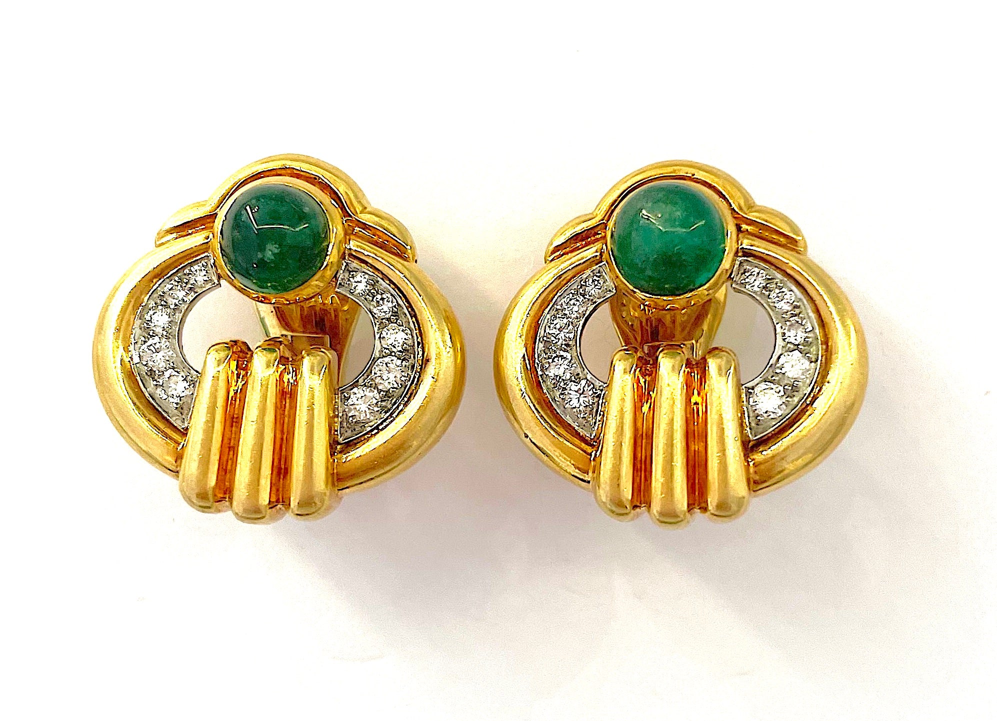 Elegant Gold Emerald and Diamond Earring by David Webb