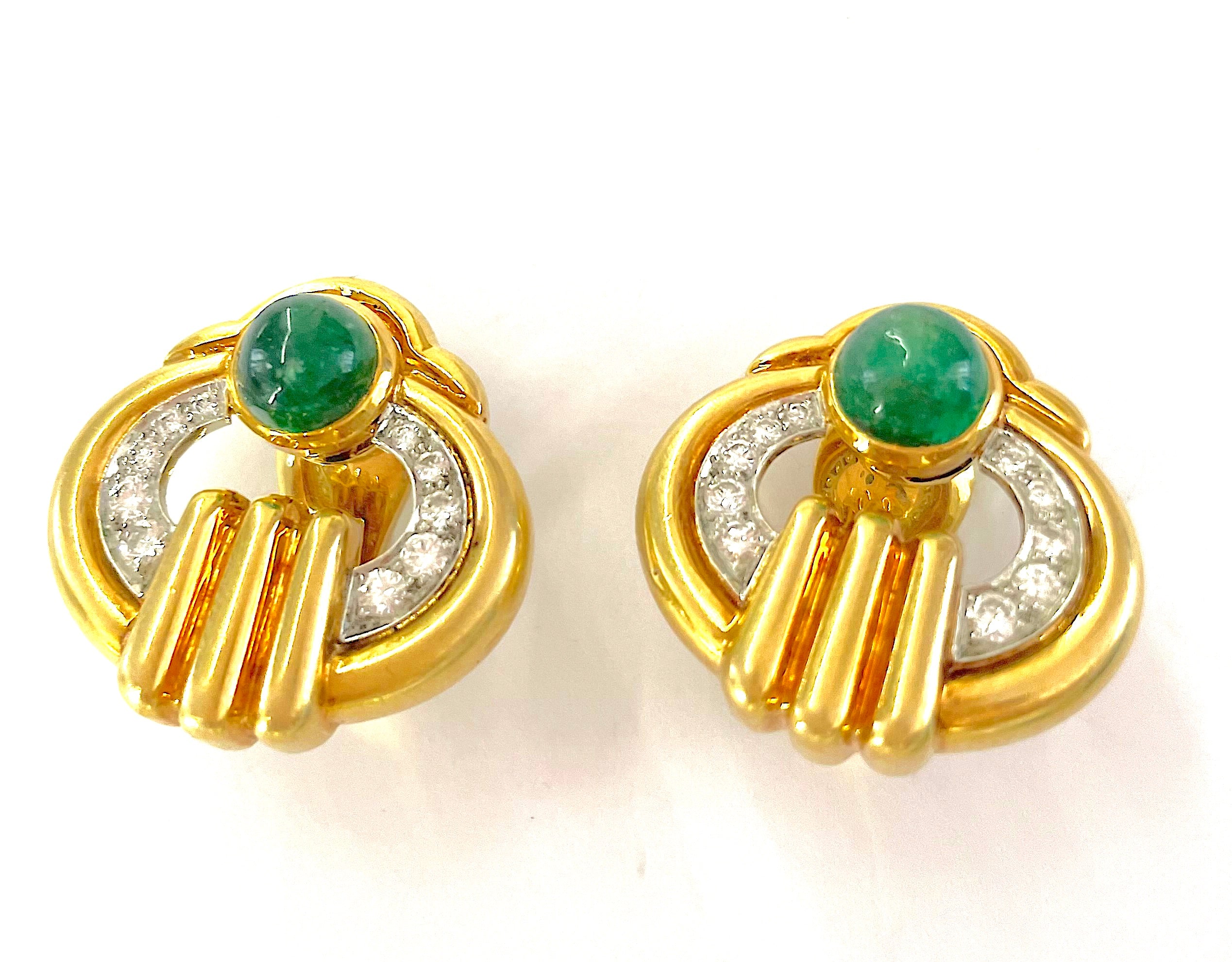 Elegant Gold Emerald and Diamond Earring by David Webb