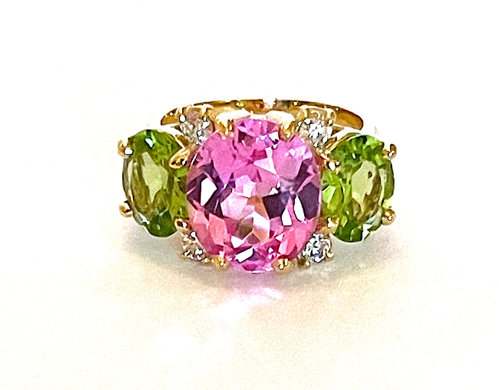 Extra Large GUM DROP™ Ring with Pink Topaz and Diamonds