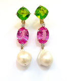 Elegant Drop Earring with Turquoise Sapphire and Blue Topaz A. Clunn