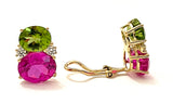 Grande GUM DROP™ Earrings with Cabochon White Jade and Garnet and Diamonds