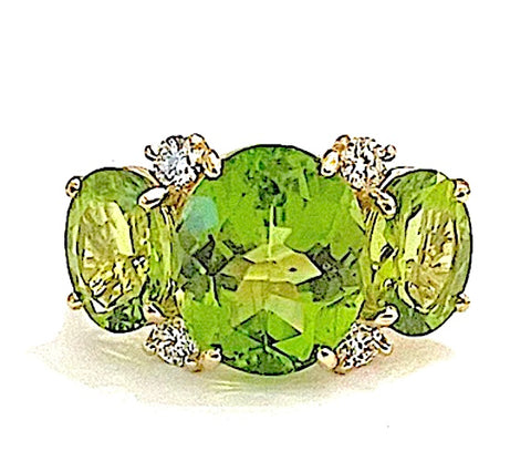 Large GUM DROP™ Ring with PERIDOT and Diamonds