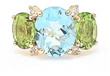 Small GUM DROP™ Ring with Pink Topaz and Blue Topaz and Diamonds