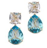 Elegant Drop Earring with Turquoise Sapphire and Blue Topaz A. Clunn