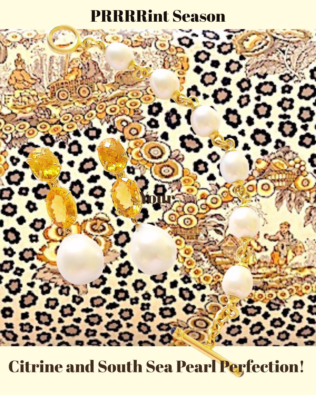 Elegant Three-Stone Drop Earring with Oval Citrine and Baroque Pearl