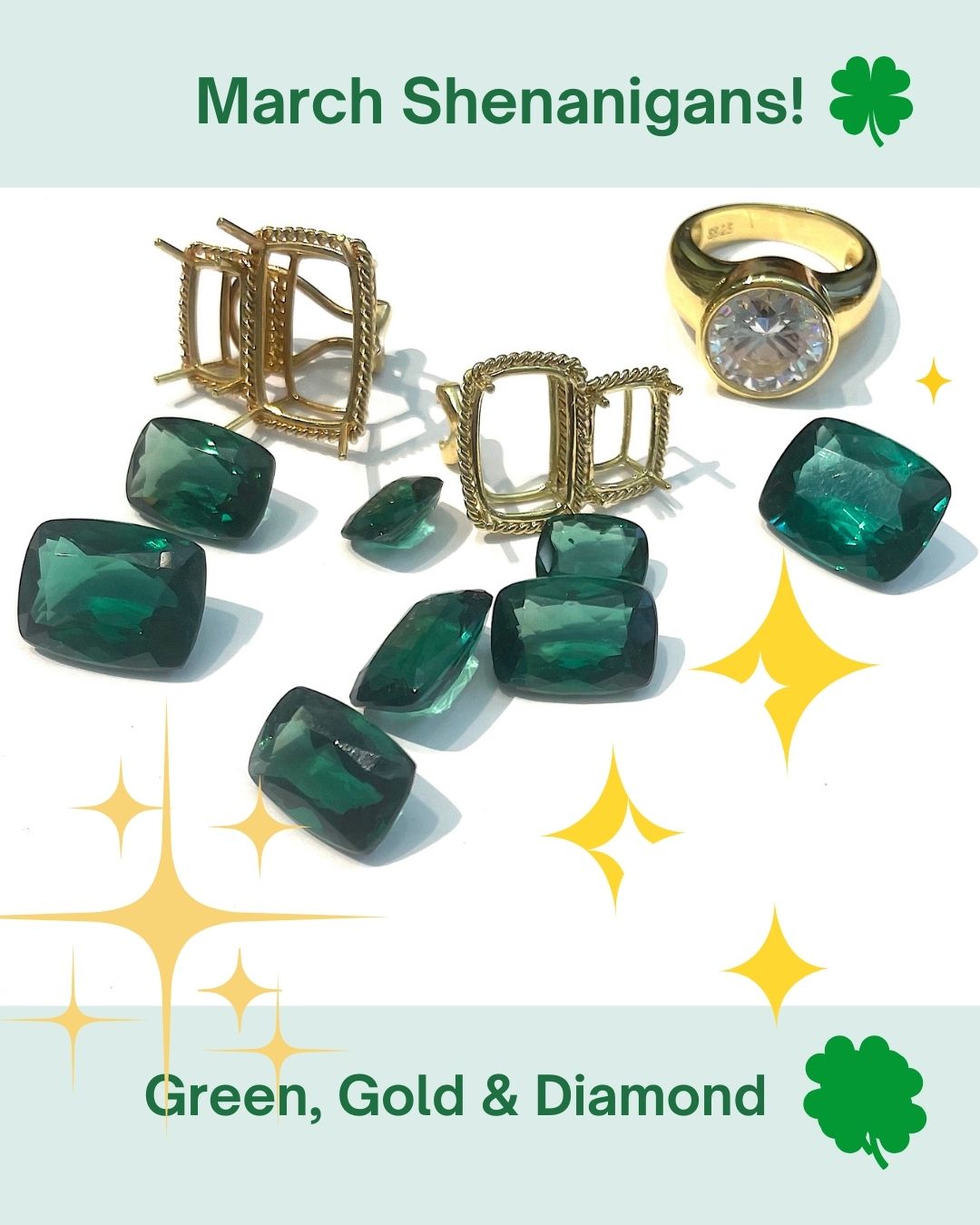 18kt Yellow Gold Cushion Cut Earring with Rope Twist Border with Green Quartz