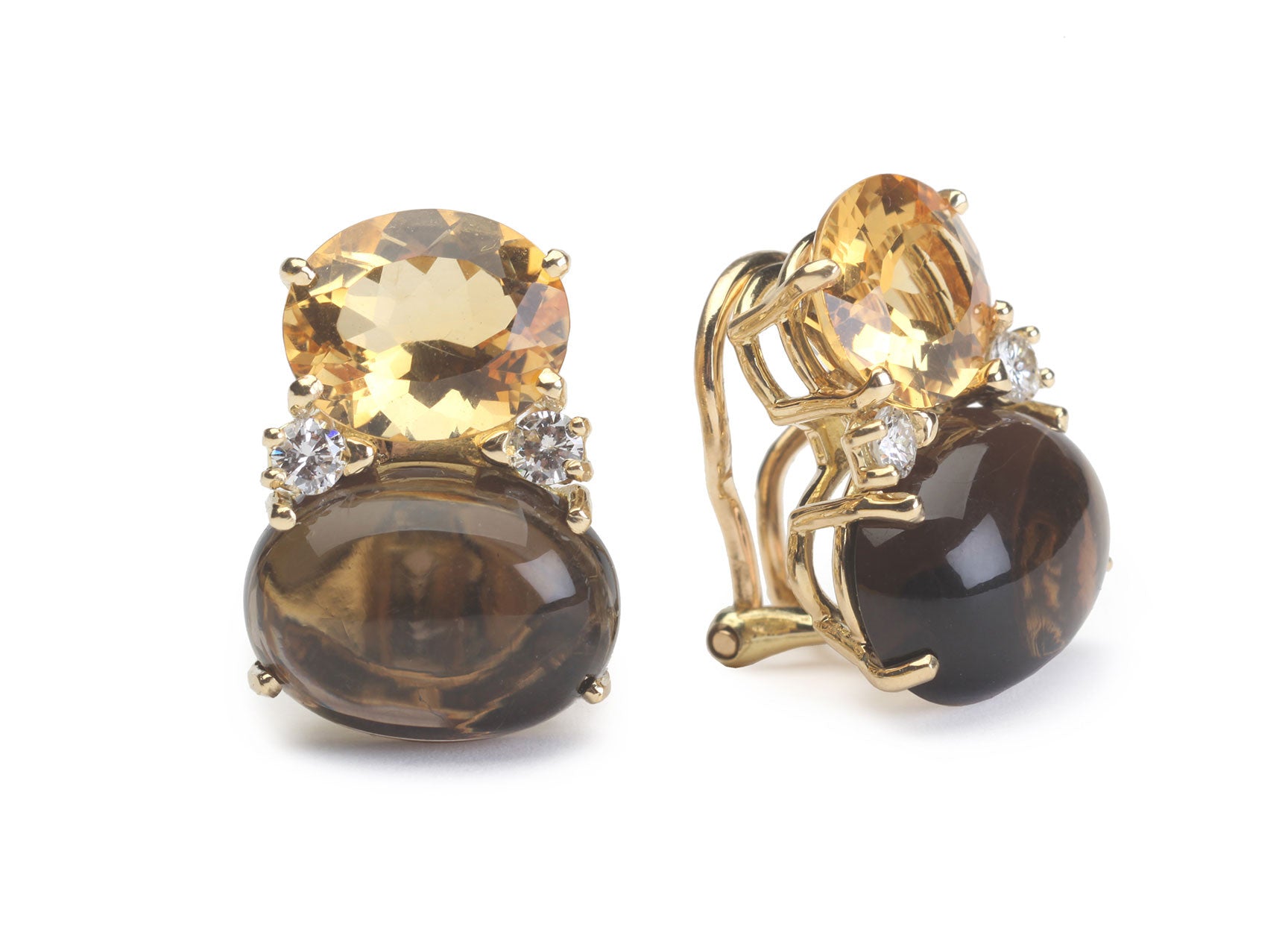 ADELE Large GUM DROP™ Earrings with Citrine and Smokey Topaz and Diamonds