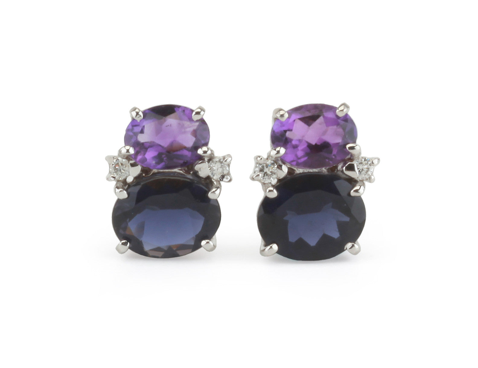 Mini GUM DROP™ Earrings with Iolite, Amethyst and Diamonds