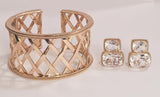18kt Yellow Gold Cushion Rope Twist Border Earring with Citrine and Smoky Topaz