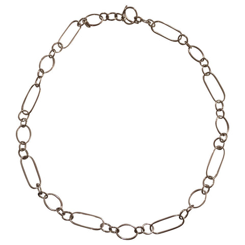 Mixed Shape 18kt White Gold Link Necklace with Toggle Closure