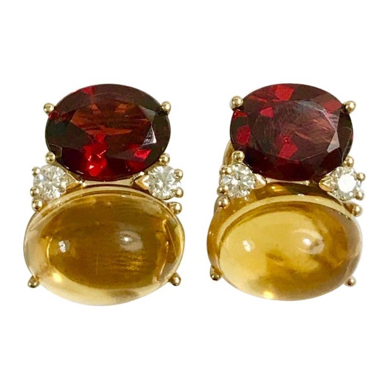 Large GUM DROP™ Earrings with Garnet and Diamonds