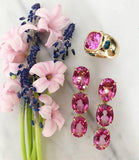 18kt Bonheur Ring with Lemon Citrine and Pink Topaz and Diamonds
