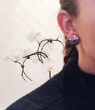 18Kt Yellow Gold Cushion Cut Cabochon Peridot Earrings with Diamonds