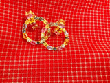 18 Karat Yellow Gold Multi-Color Sapphire Hoop Drop Earring