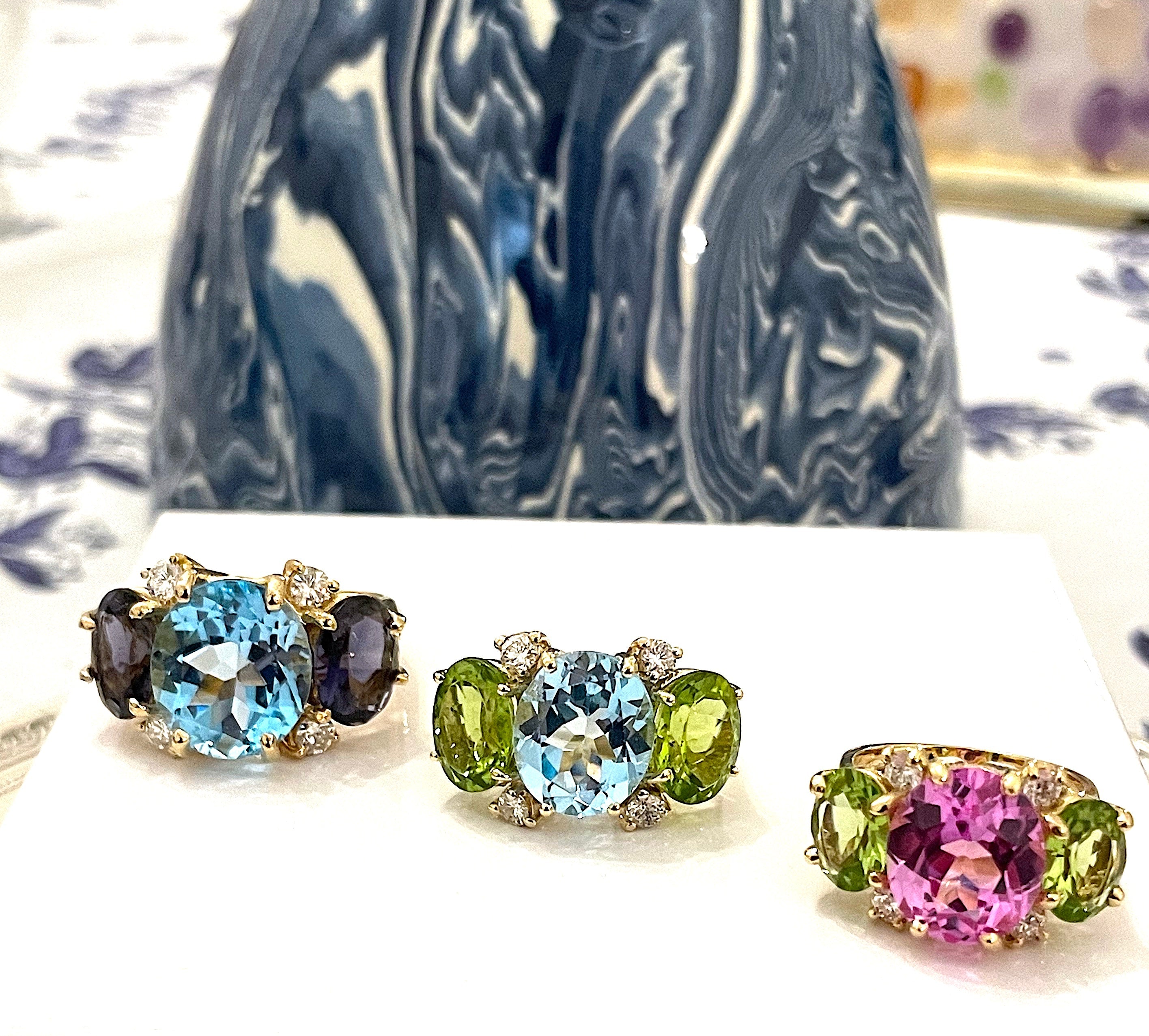 Medium 18kt White Gold GUM DROP™ Ring with Morganite and Rock Crystal