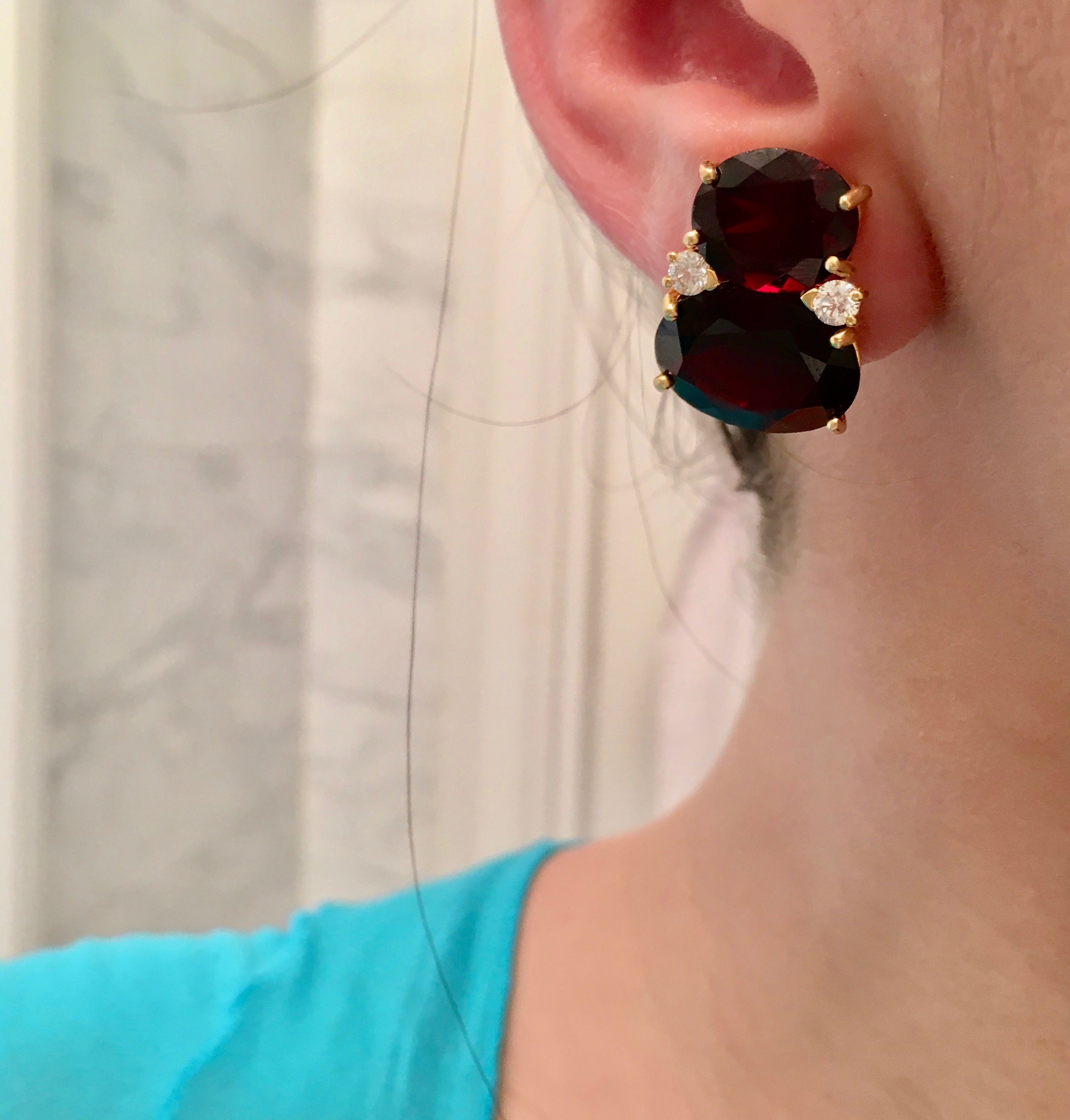 Large GUM DROP™ Earrings with Garnet and Diamonds