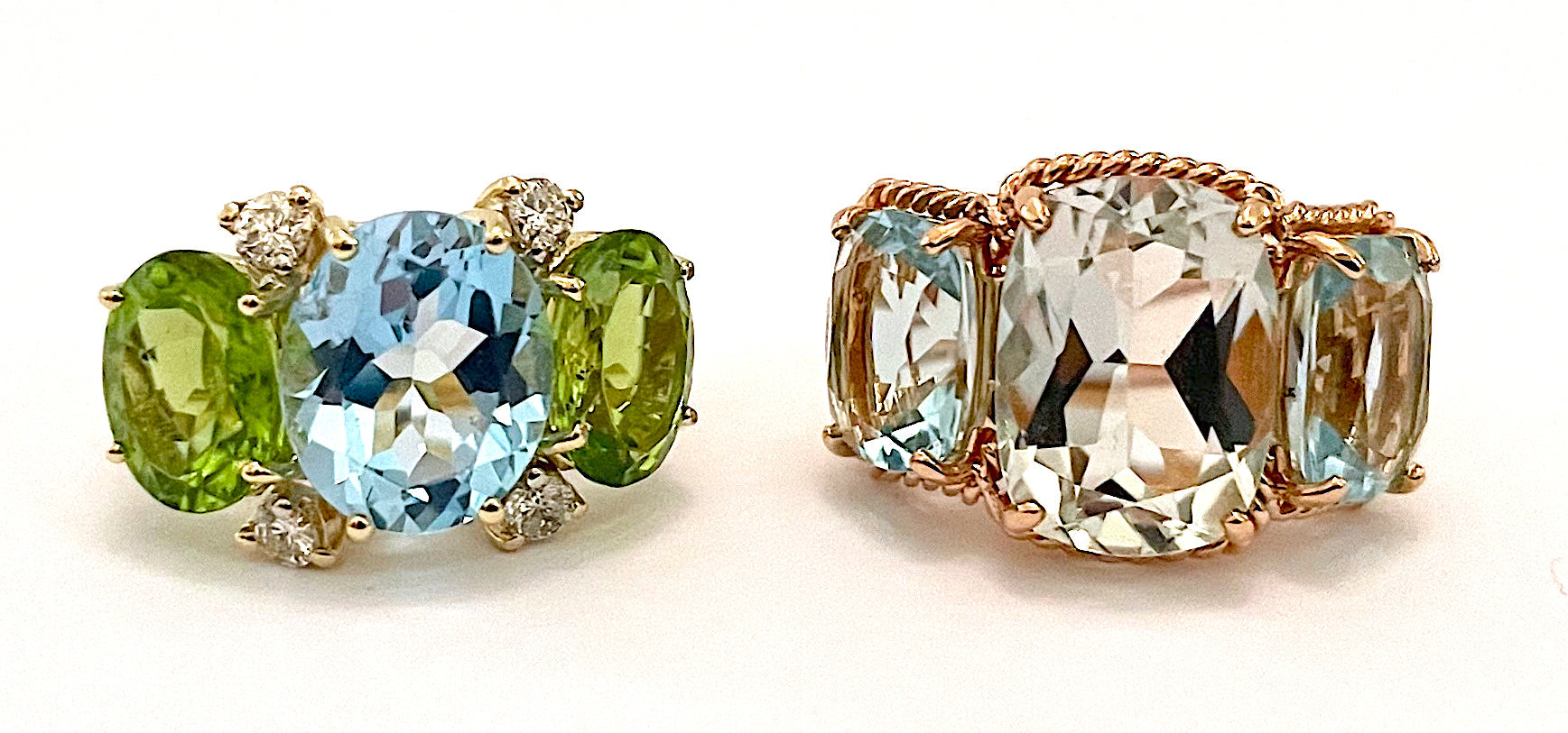 Medium 18kt White Gold GUM DROP™ Ring with Morganite and Rock Crystal