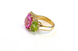 Mediium GUM DROP™ Ring with Pink Topaz and Peridot and Diamonds