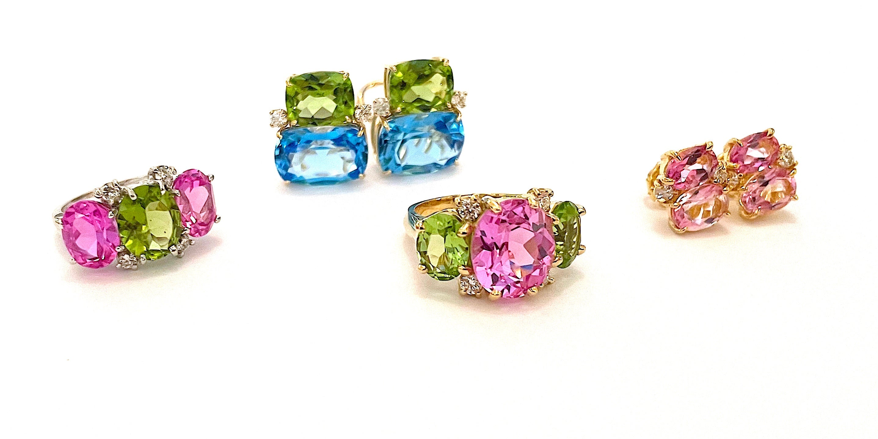 Medium 18kt White Gold GUM DROP™ Ring with Morganite and Rock Crystal