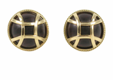 Elegant Alternating Yellow Gold and Ebony Wood Curved Link Bracelet
