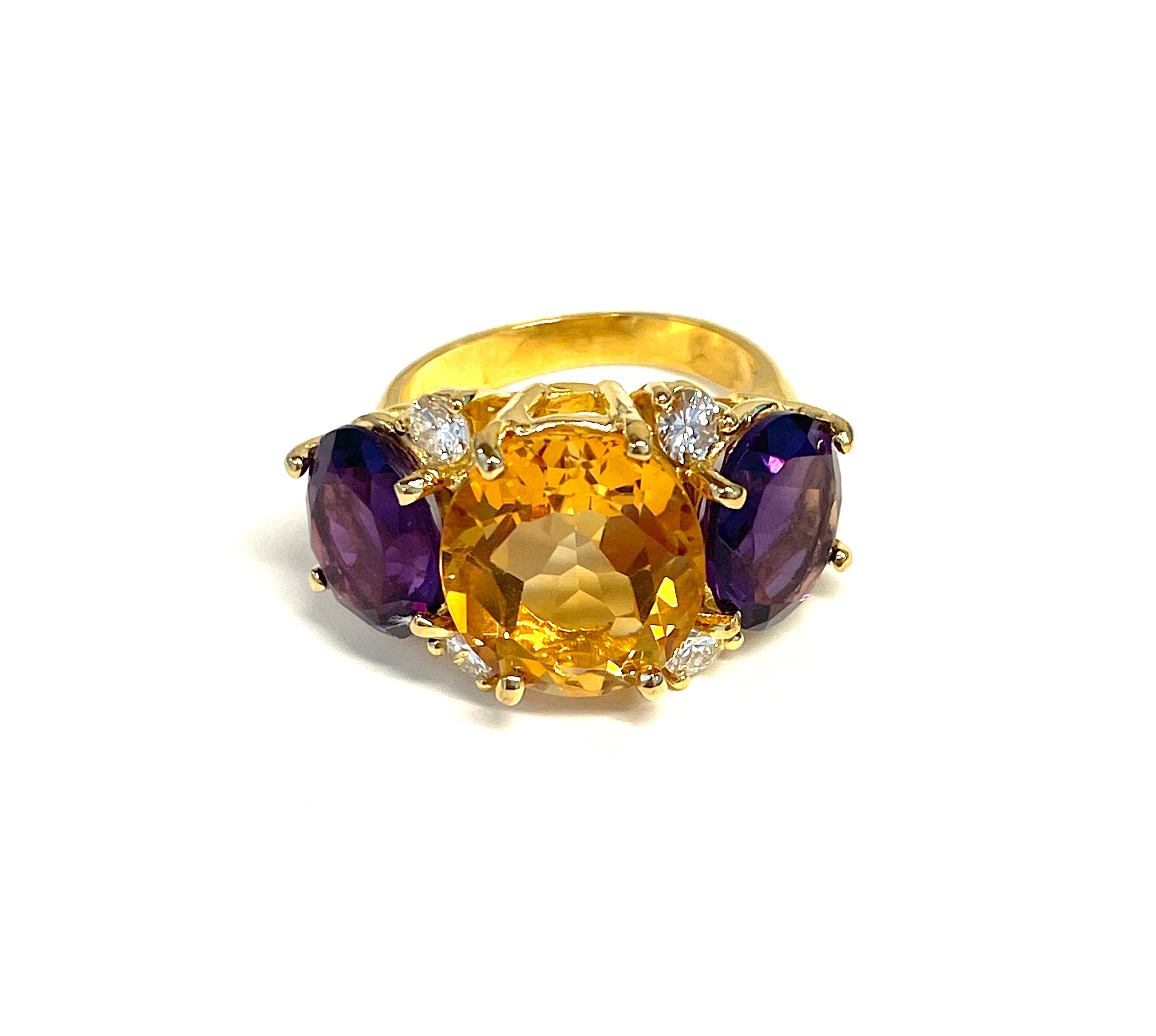 Large GUM DROP™ Ring with Citrine and Amethyst and Diamonds