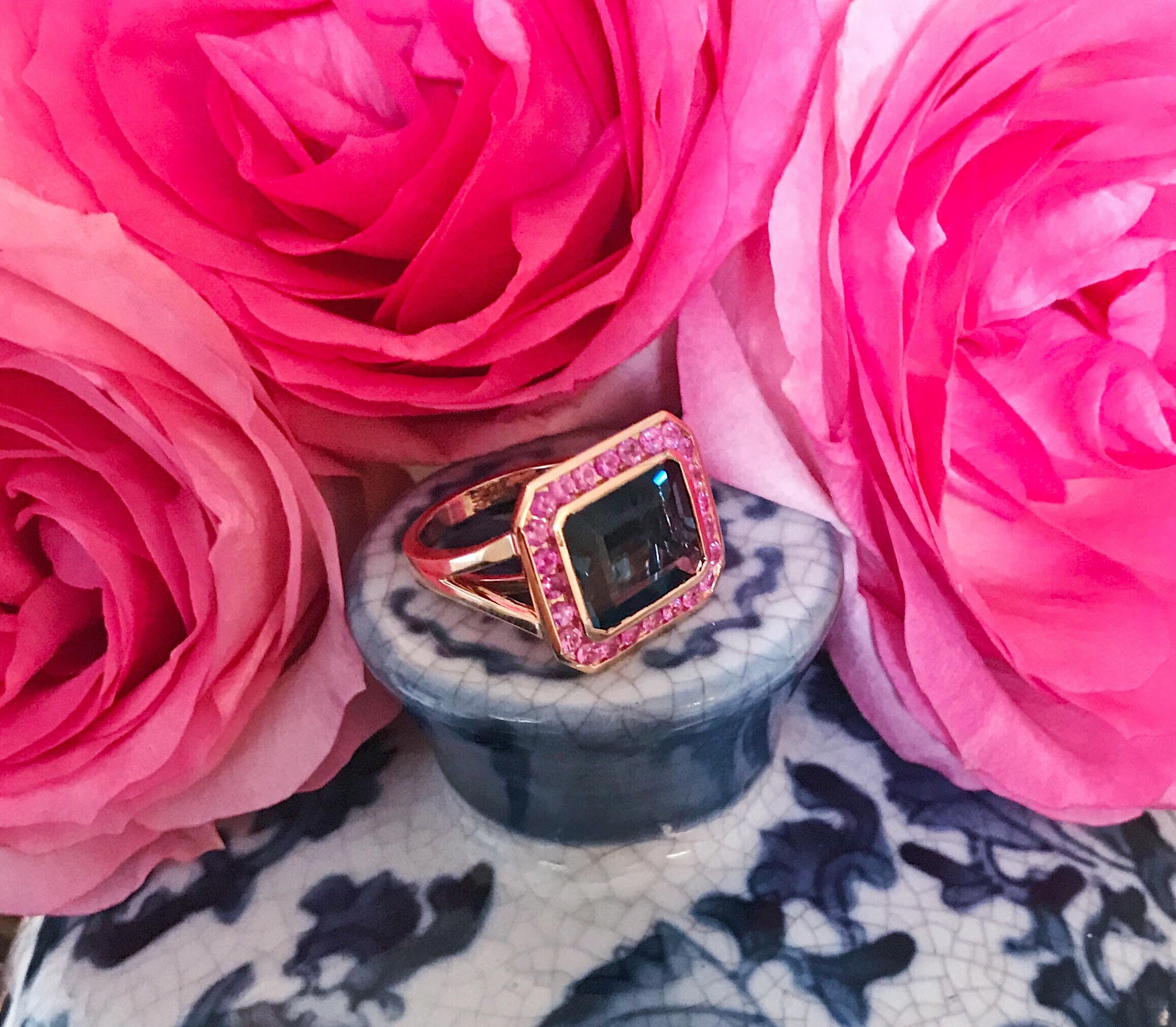 Blue Topaz Emerald Cut Statement ring