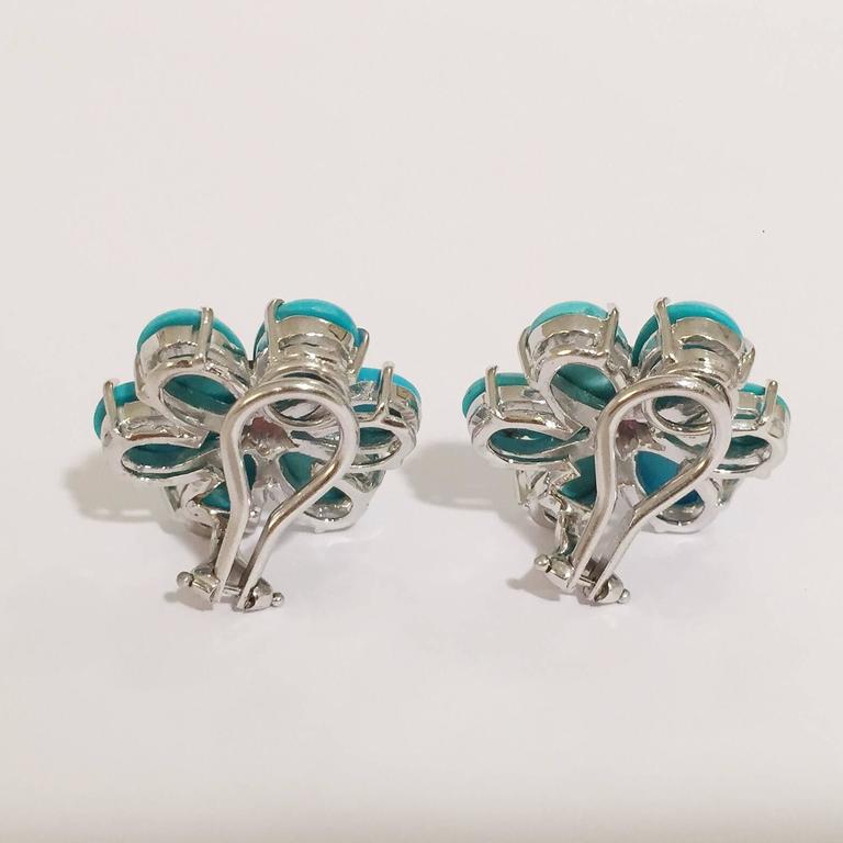 Rubelite Turquoise Gold Flower Earrings