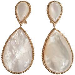 Beautiful Platinum and Diamond Cluster drop earrings with Euro Back