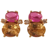 Large Gum Drop Earrings with Two-Toned Amethyst and Diamonds