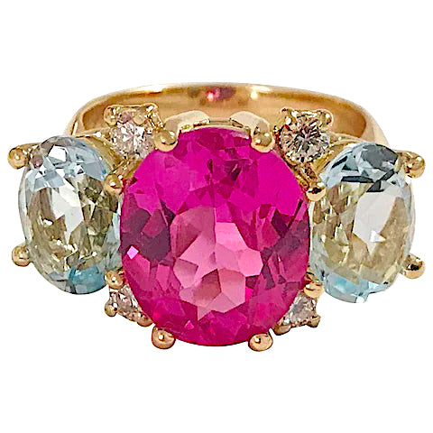 Medium GUM DROP™ Ring with Pink and Blue Topaz