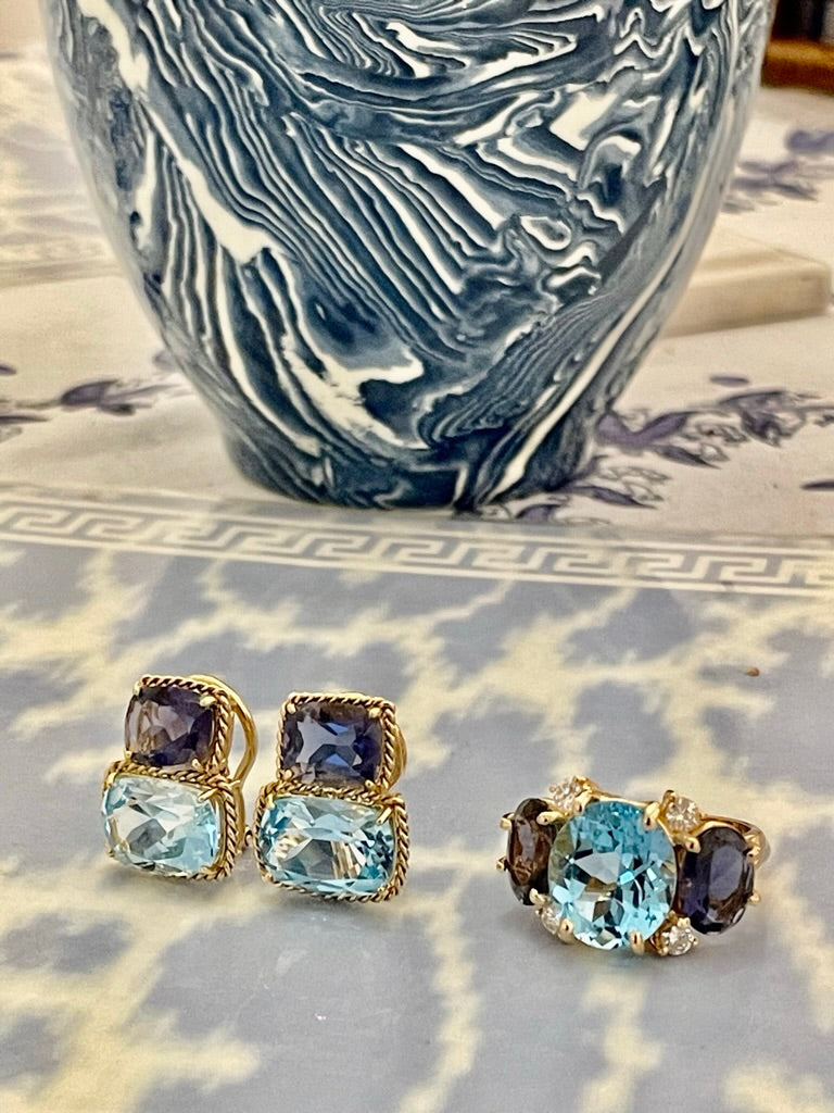 Large GUM DROP™ Ring with Citrine and Amethyst and Diamonds