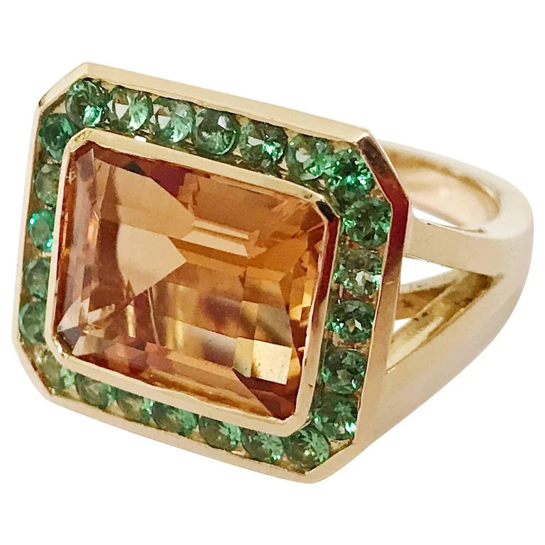 18kt Bonheur Ring with Green Amethyst, Amethyst and Blue Topaz