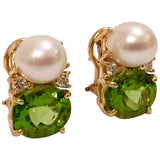 Large GUM DROP™ Earrings with Pearls and Pink Topaz and Diamonds