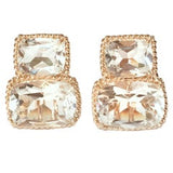 Deco Style Diamond and pear-shaped Morganites Long Earrings