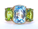 Small GUM DROP™ Ring with Blue Topaz and Peridot and Diamonds