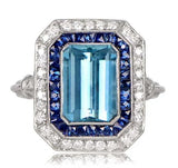 Gorgeous Aquamarine and Pink Topaz Three-Stone Ring set in White Gold