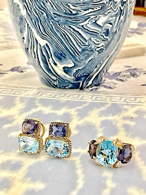 Extra Large GUM DROP™ Ring with Pink Topaz and Diamonds